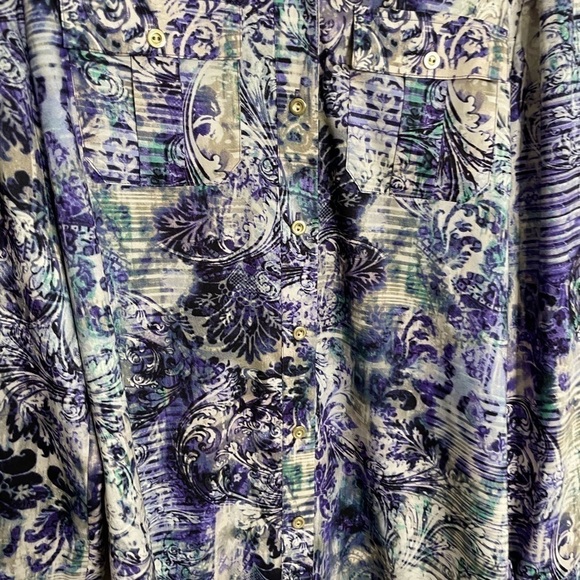 Chico’s Paisley Blue Printed Button Down Shirt 0/S - Picture 2 of 6